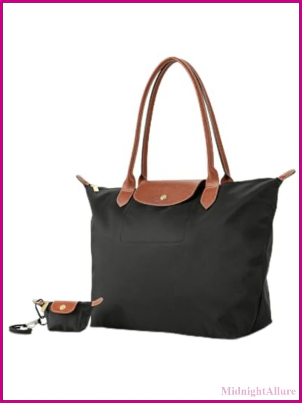2PCS Large Nylon Tote Bag Set Satchel French Purse for Women Work Travel